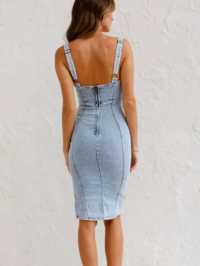 Aurelia | Fitted Zip-Front Sleeveless Midi Dress