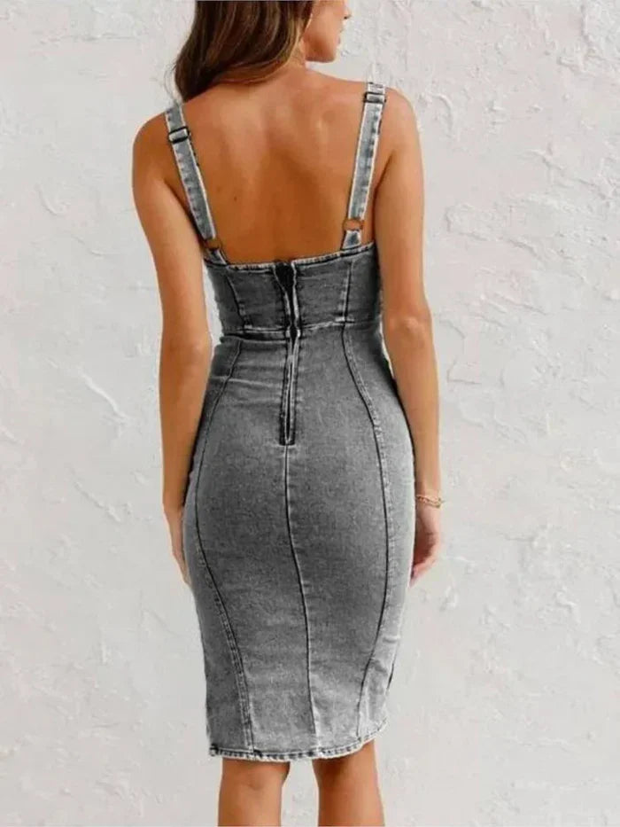 Aurelia | Fitted Zip-Front Sleeveless Midi Dress
