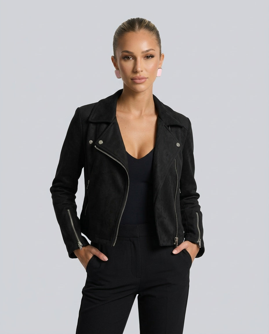 Gemma | Slim Fit Asymmetric Zip Biker Jacket