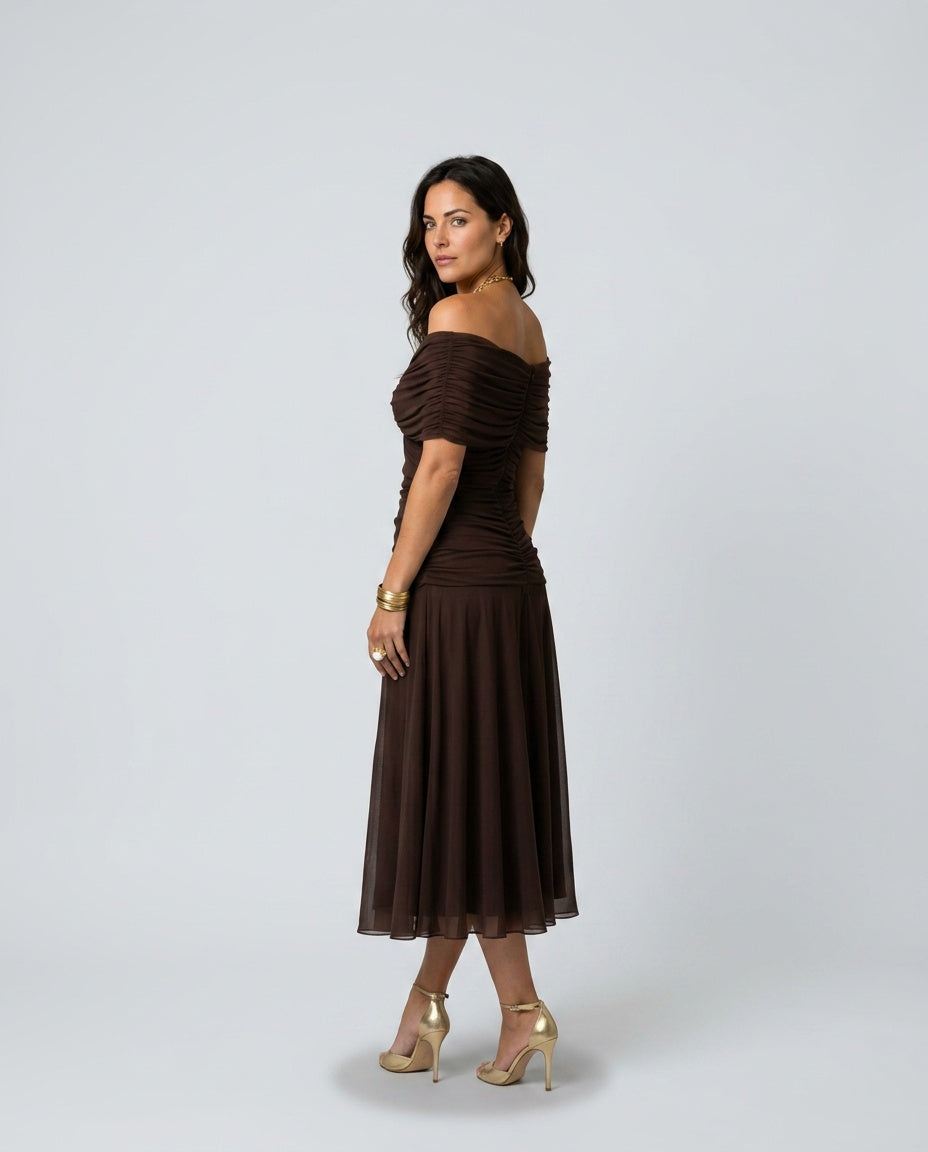 Calen | Off-Shoulder Flowy Midi Dress