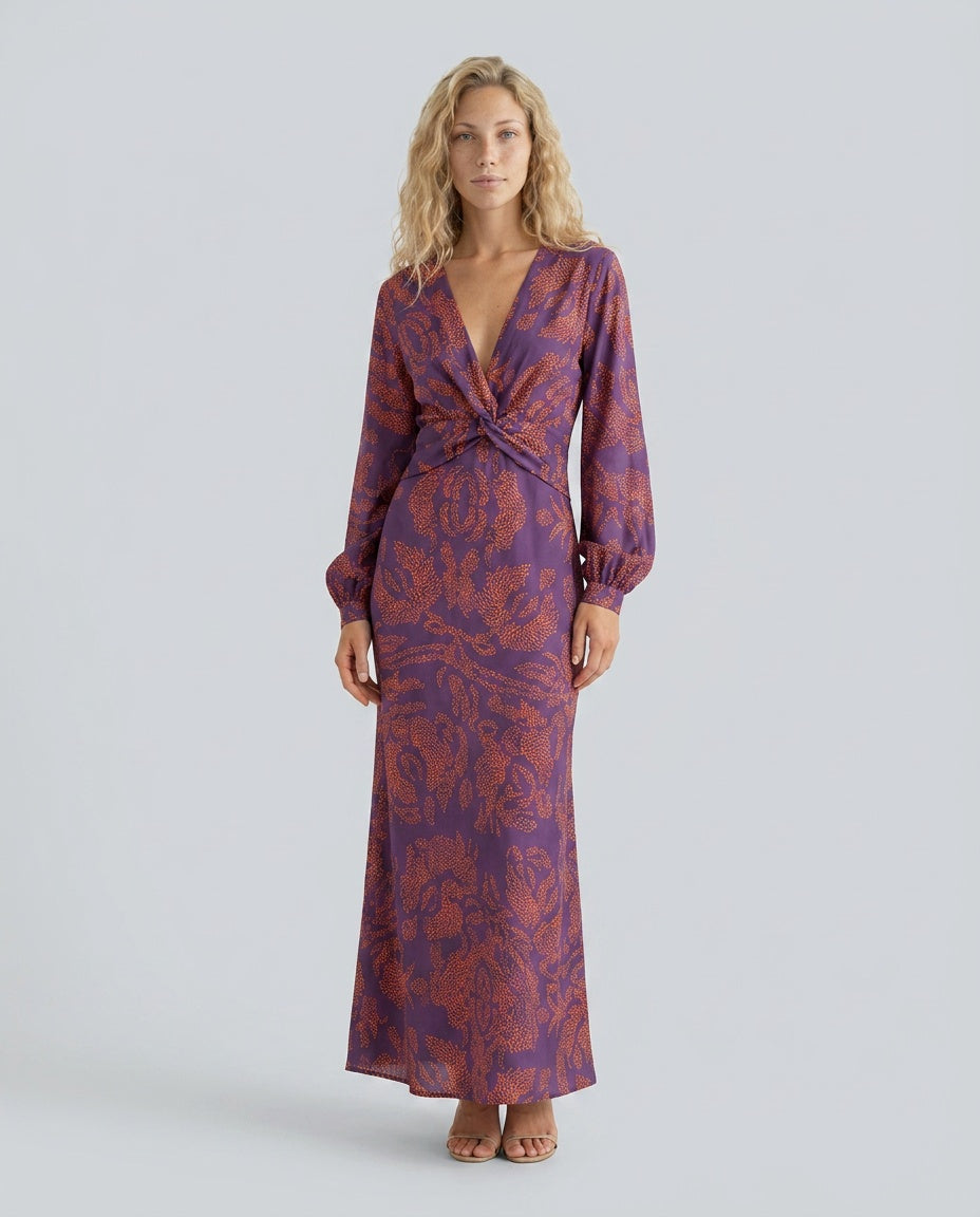 Saskia | Floral Print Button-Front Midi Dress