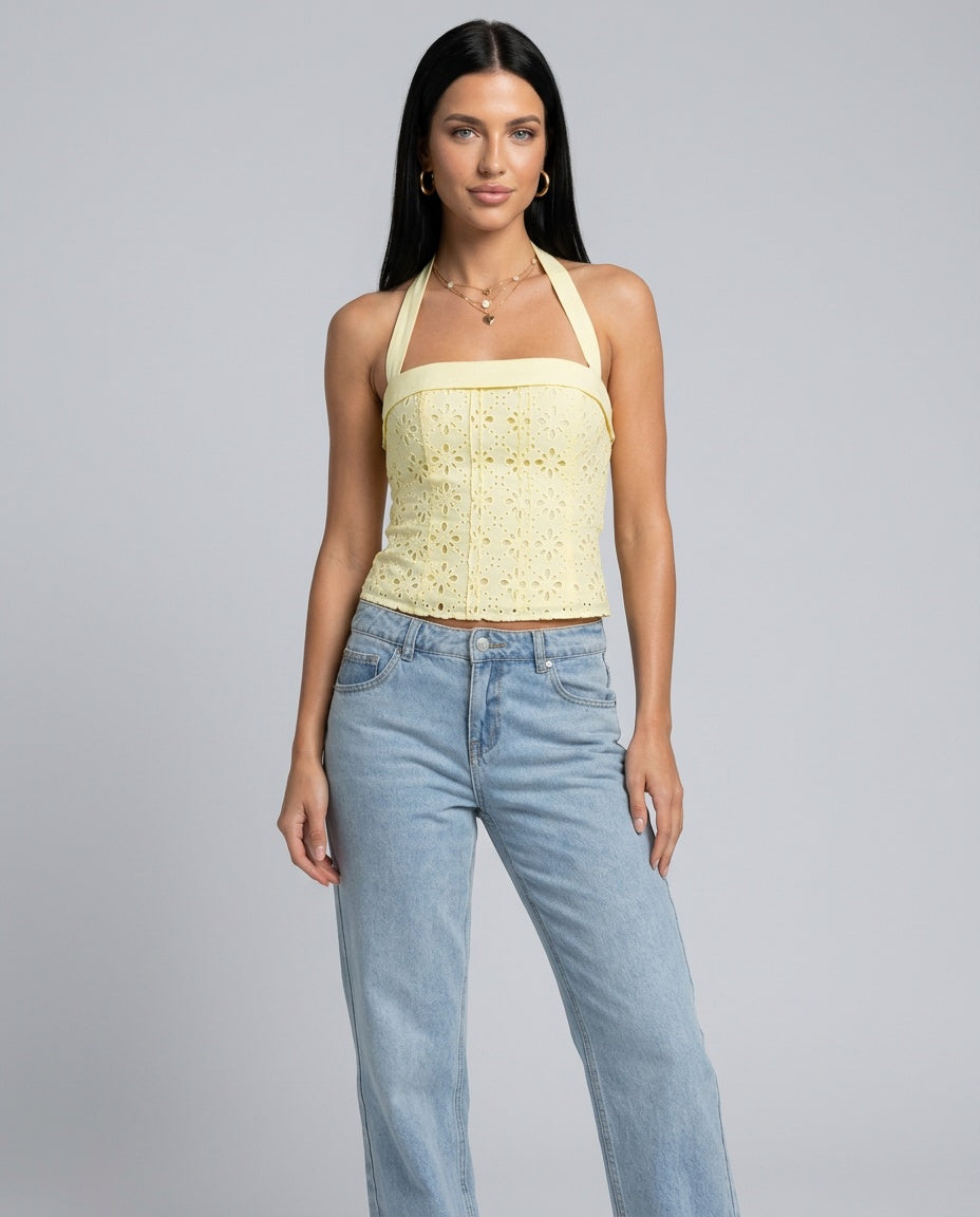 Belen | Strapless Crochet Lace-Up Bustier Top