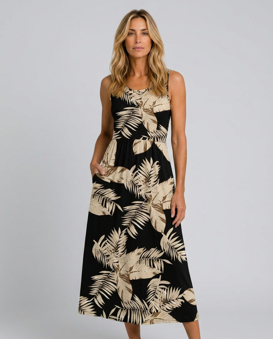 Everly | Halter Neck Flowy Printed Midi Dress