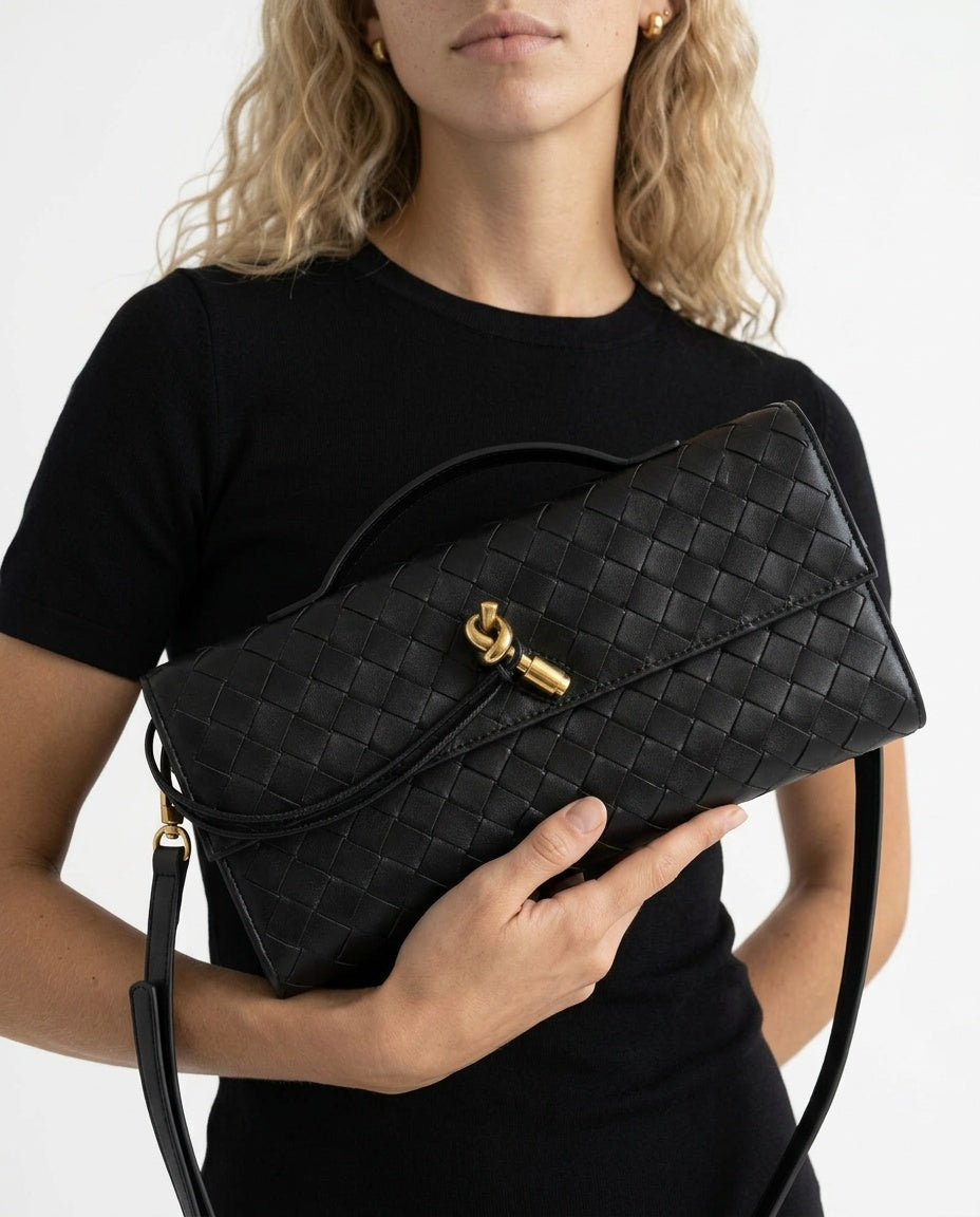 Woven Knot Detail Clutch Bag