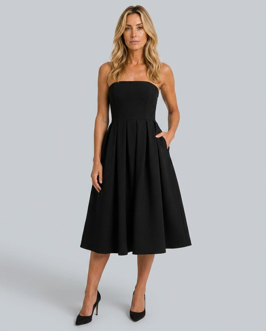 Layla | Strapless Flared Midi Dress