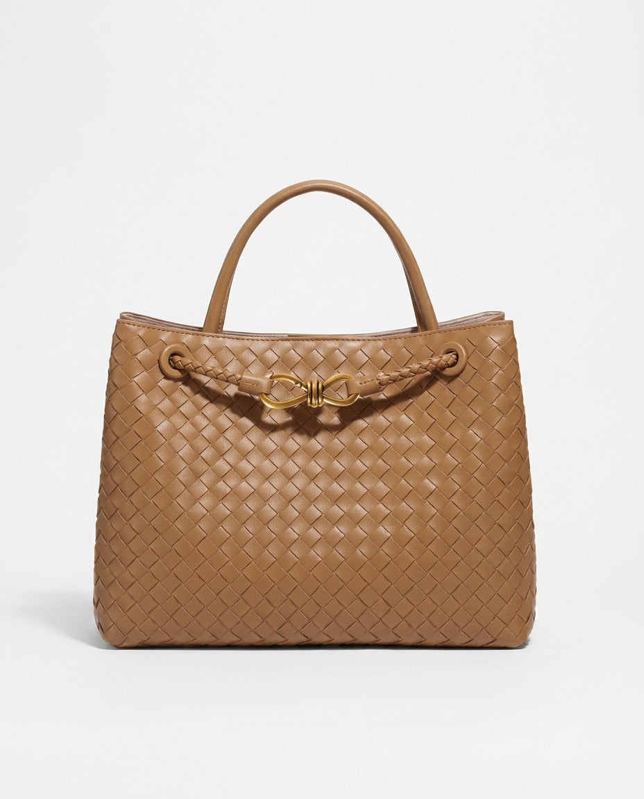 Woven Top Handle Woven Vegan Leather Bag