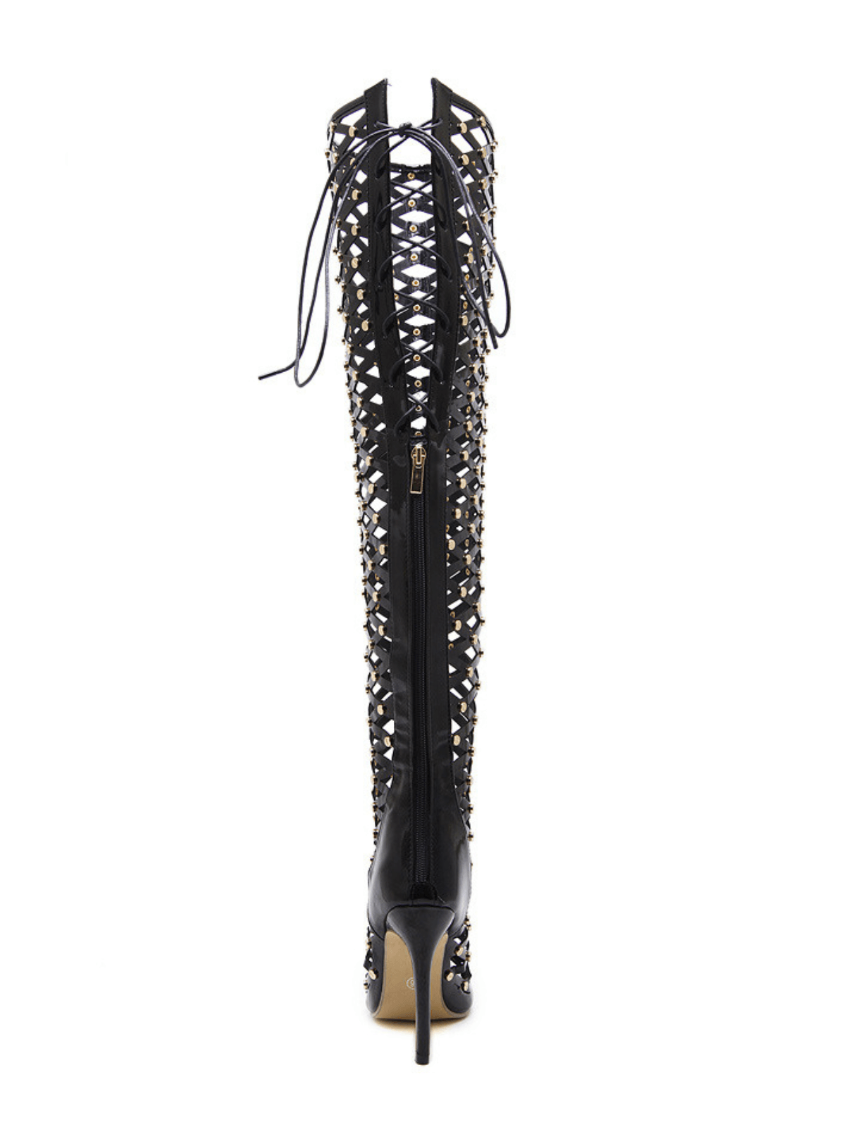 Maison | Lace-Up Net Cut-Out Ankle Boots