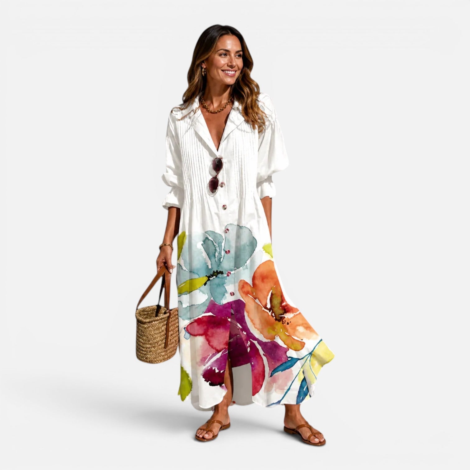 Ciara | Bohemian Button-Front Relaxed Maxi Dress