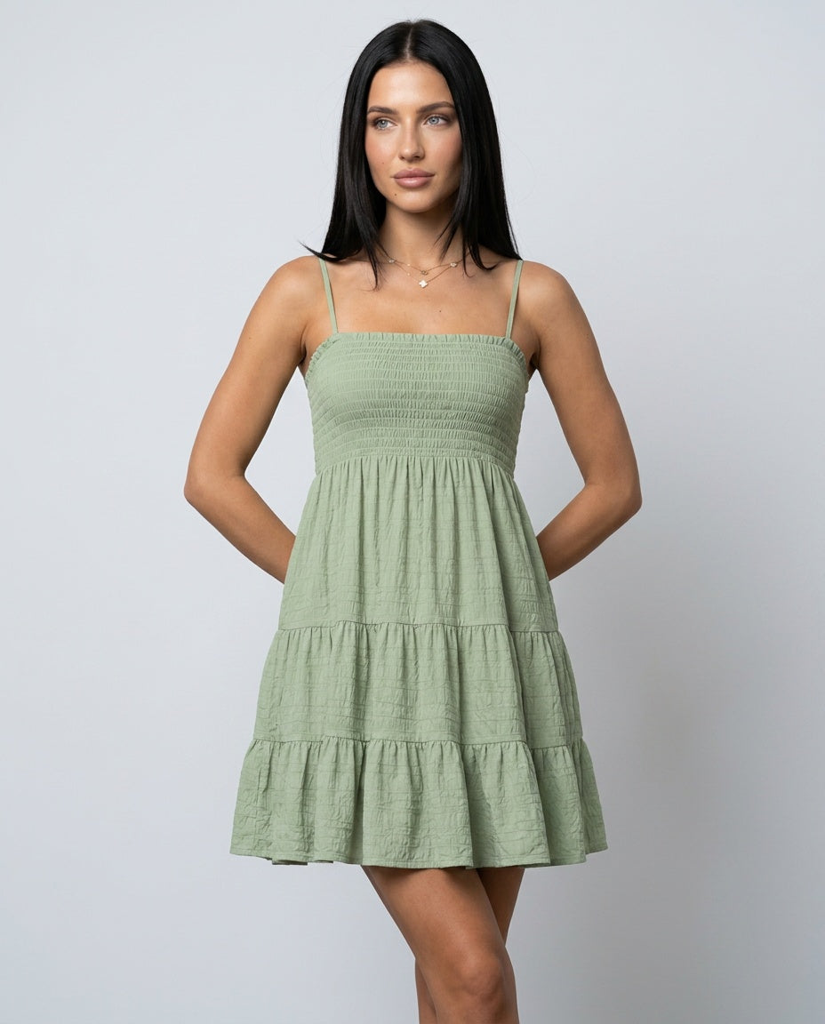Delaney | Smocked Bodice Tiered Mini Dress