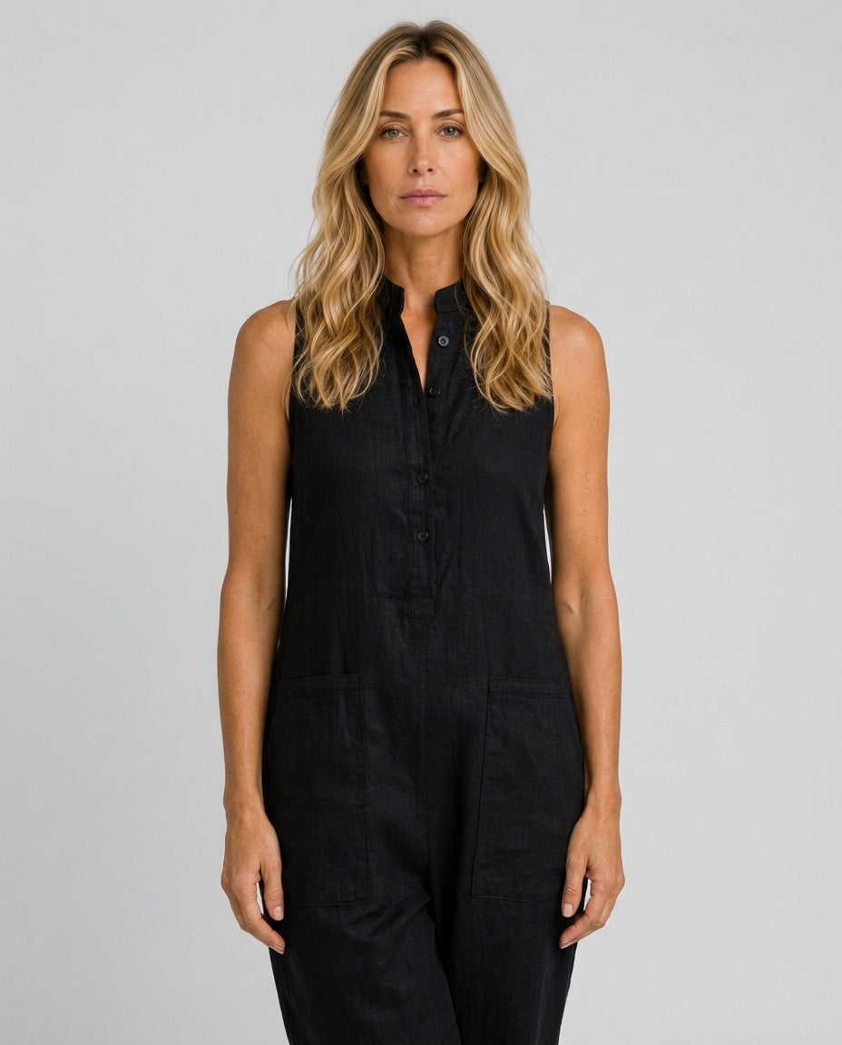 Reese | Sleeveless Linen-Blend Jumpsuit