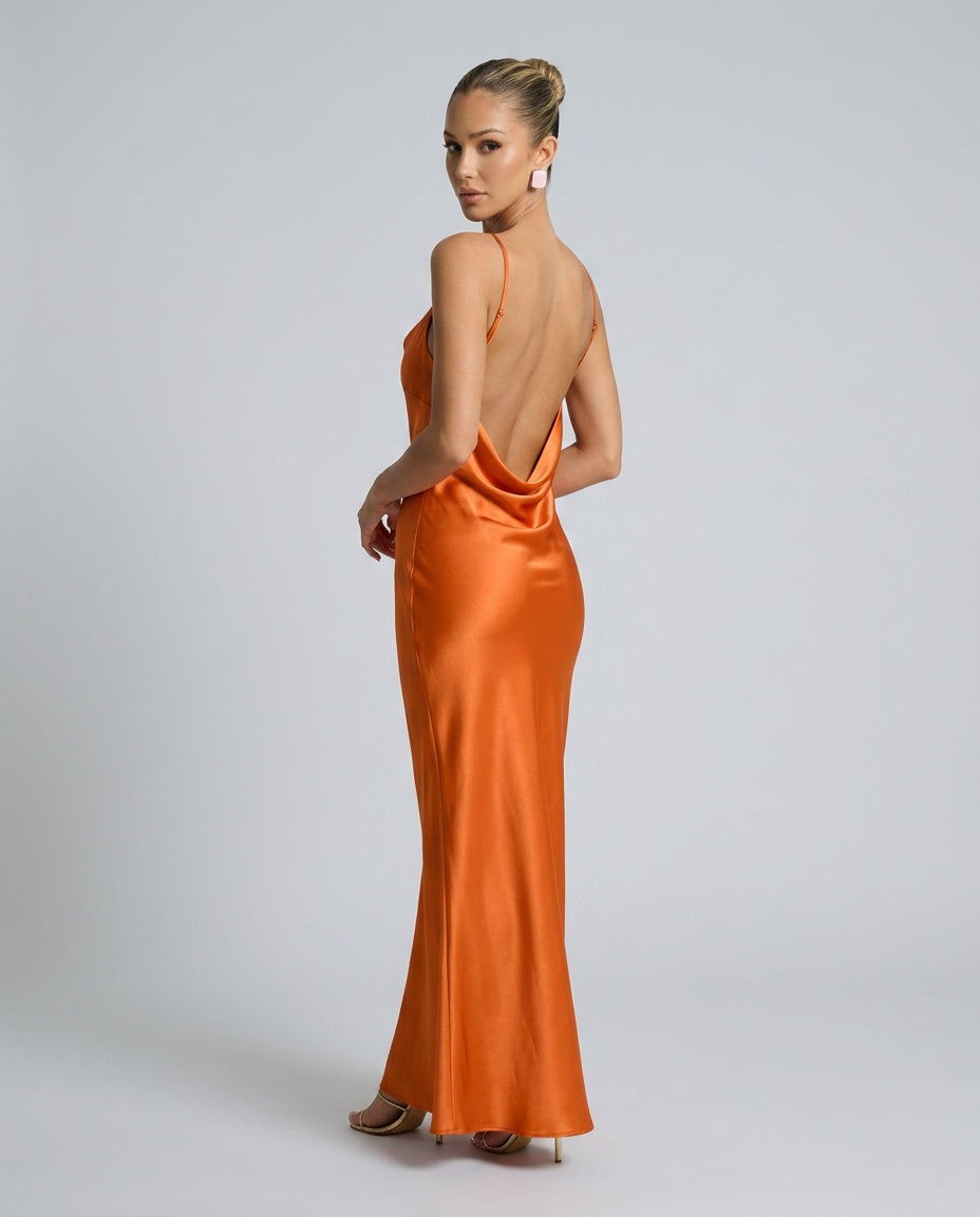 Serena | Cowl Neck Satin-Look Maxi Dress
