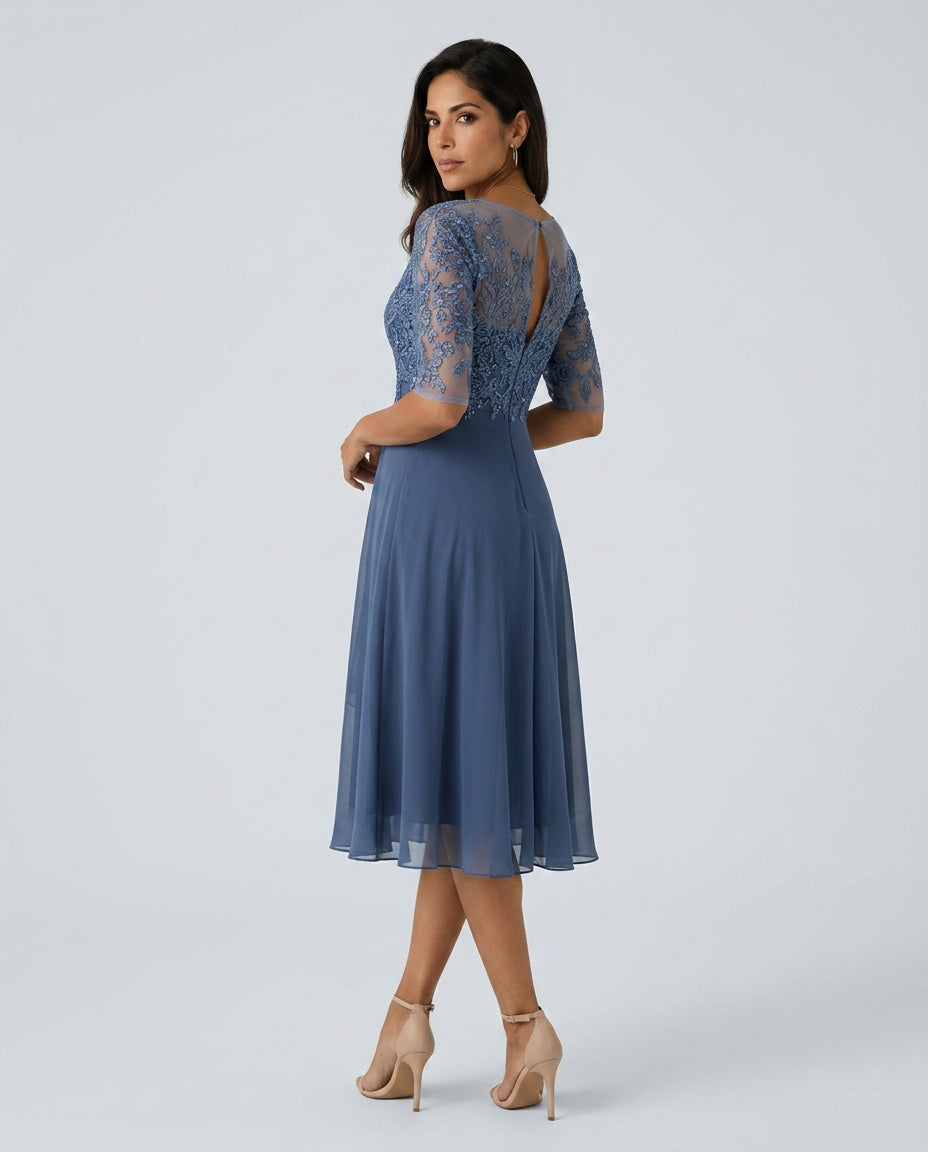 Giselle | Lace-Trim Midi Dress