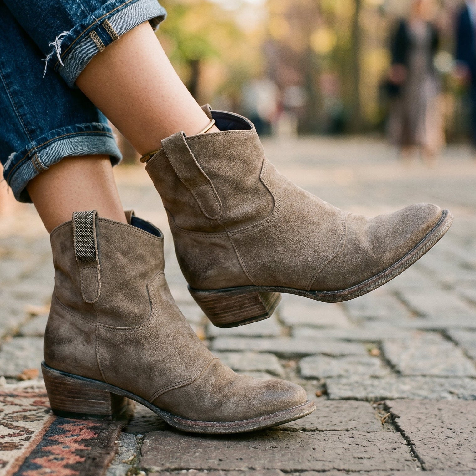 Sabine | Vintage Faux Leather Ankle Boots