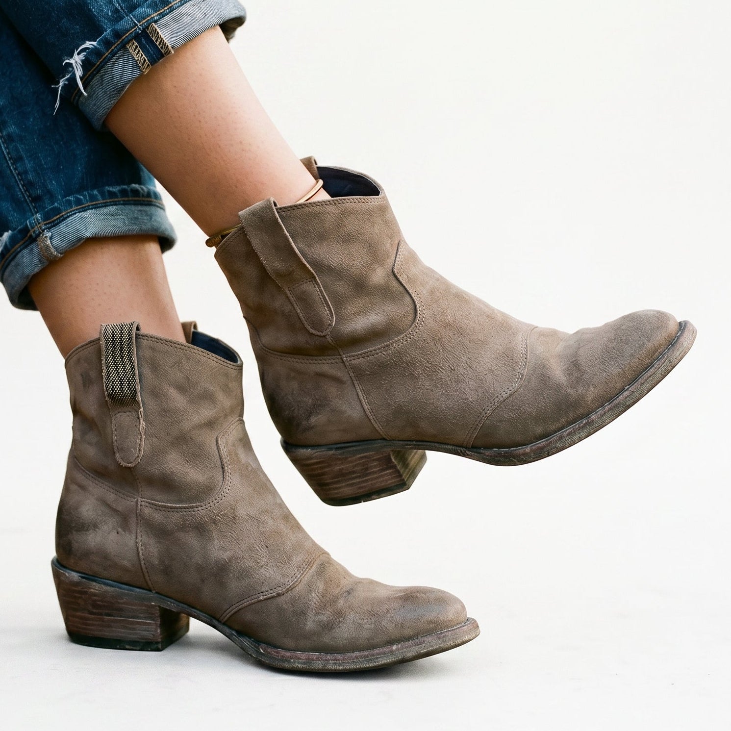 Sabine | Vintage Faux Leather Ankle Boots