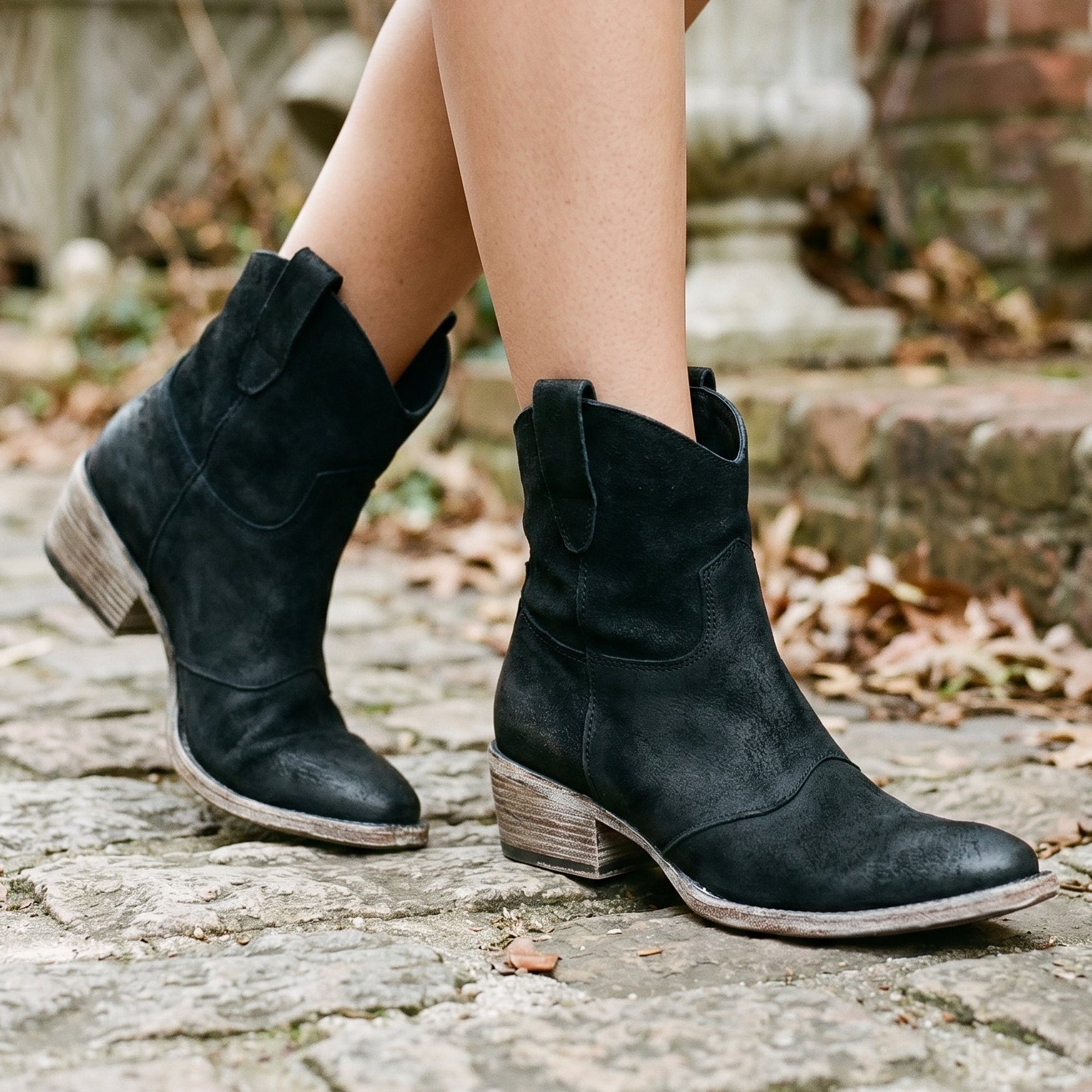 Sabine | Vintage Faux Leather Ankle Boots