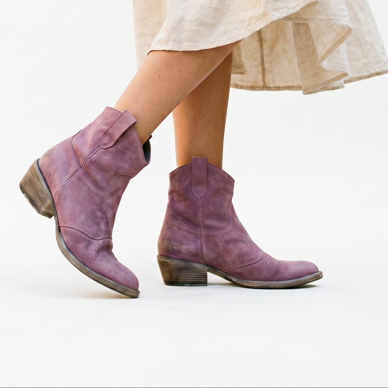 Sabine | Vintage Faux Leather Ankle Boots