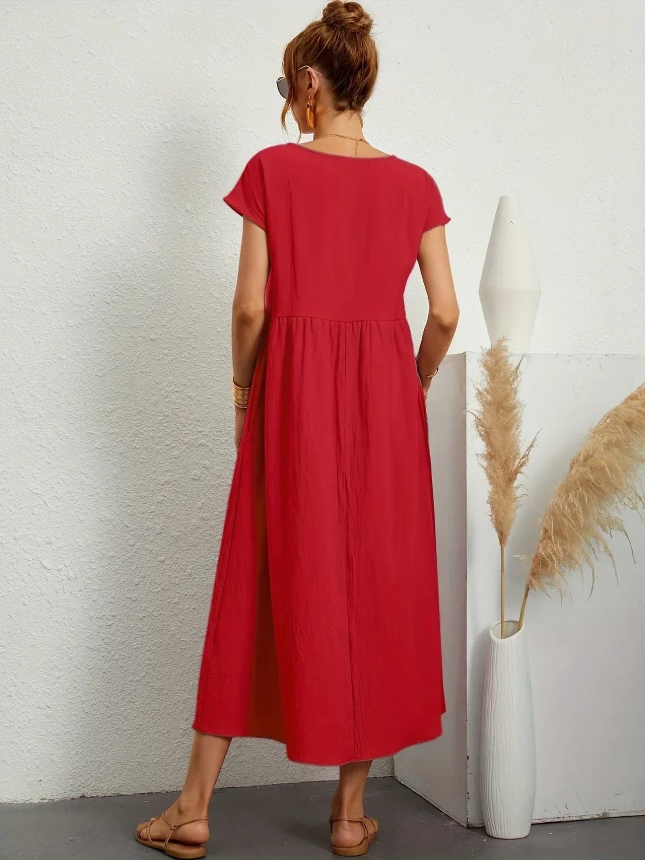 Skylar | Loose Fit Flowy Linen-Blend Maxi Dress