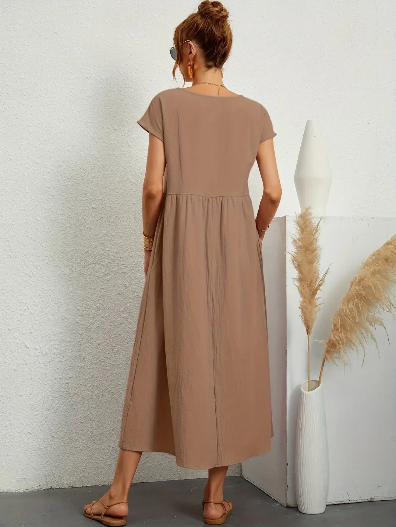 Skylar | Loose Fit Flowy Linen-Blend Maxi Dress
