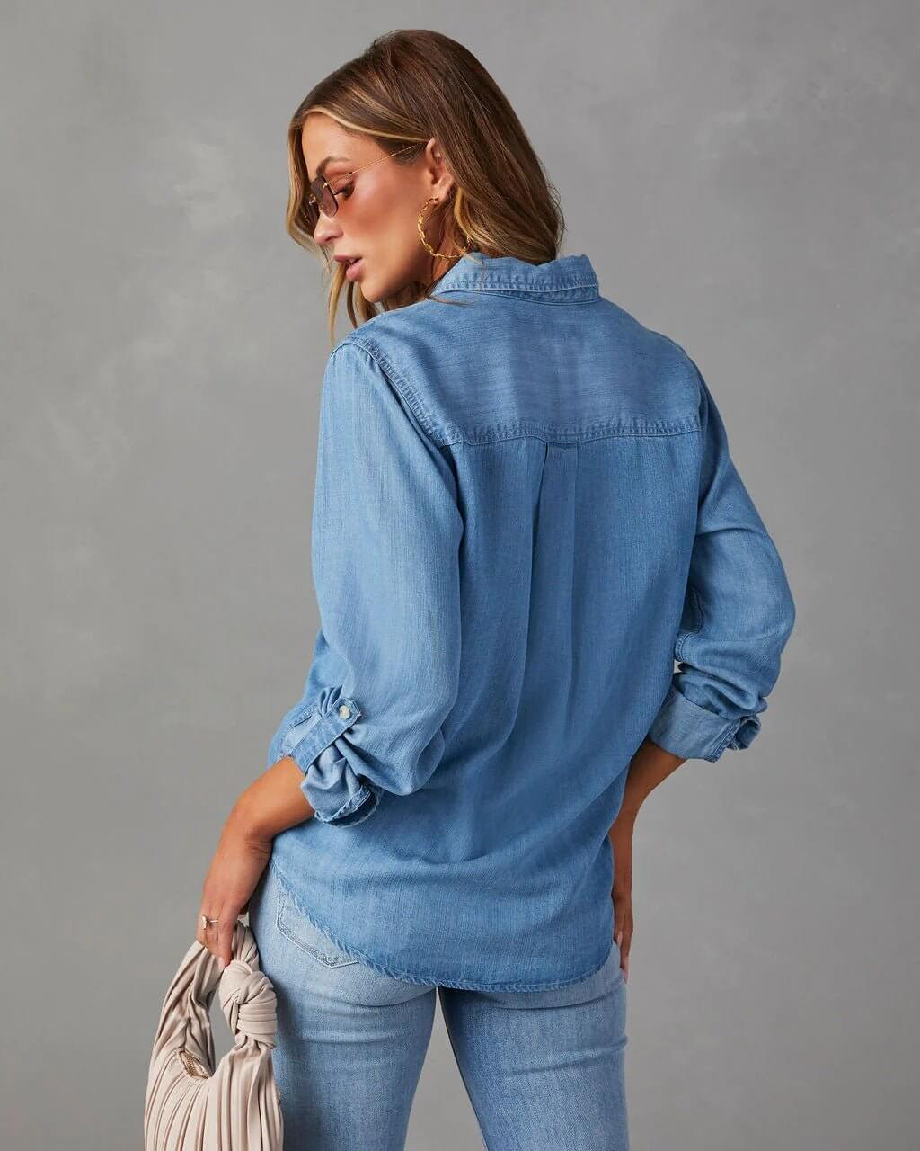 Emilia | Long Sleeve Button-Up Denim Shirt
