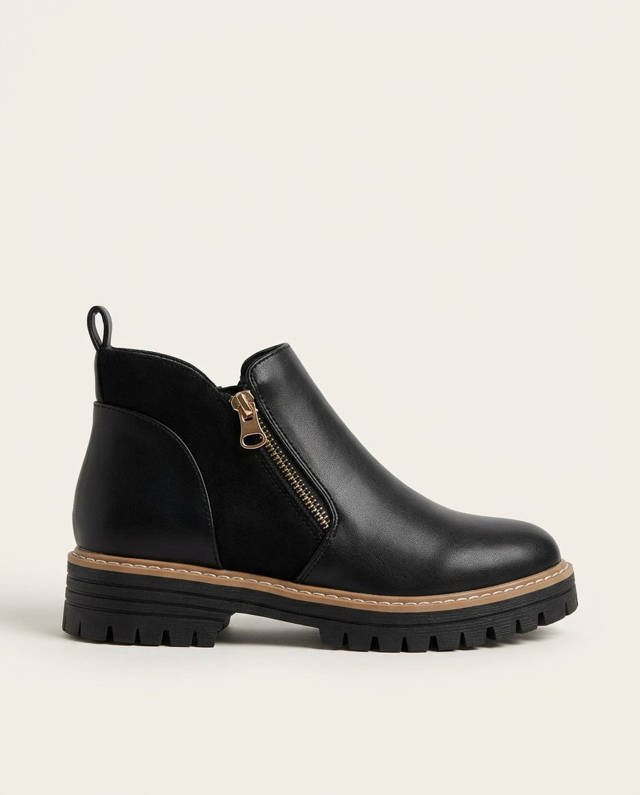 Rosa | Chunky Sole Zip Ankle Boots