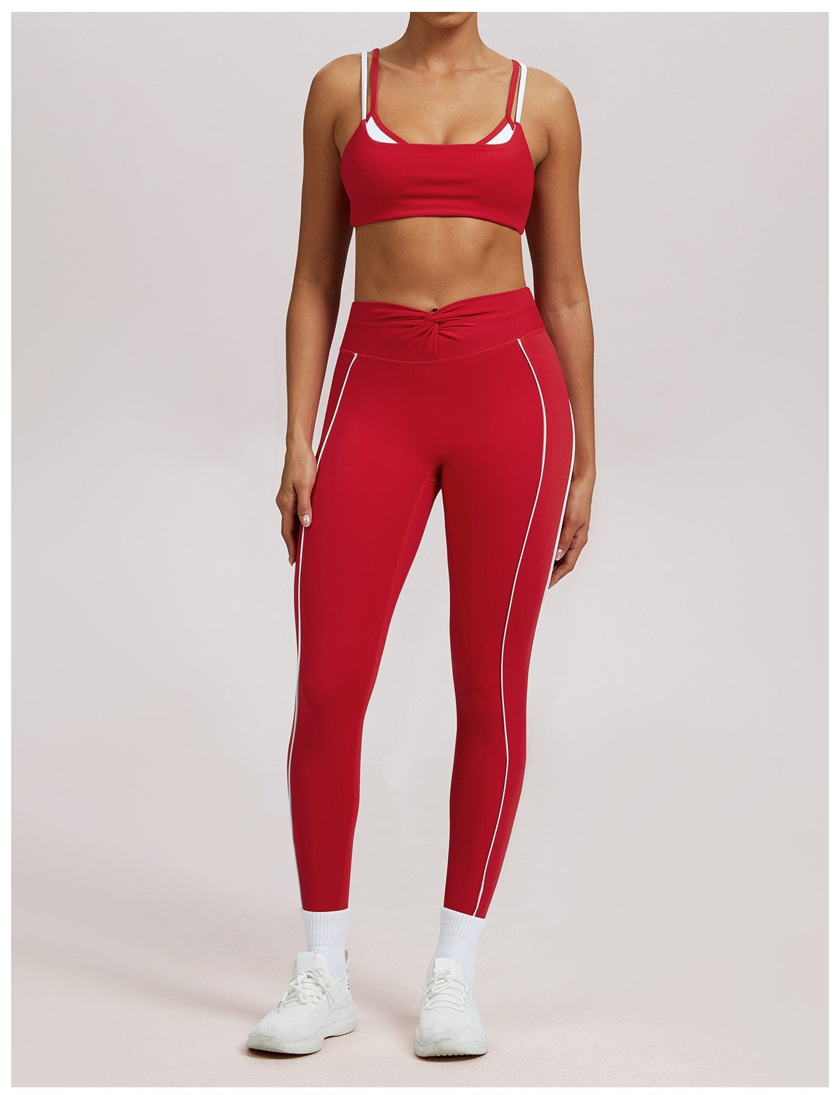 Giselle | High-Waist Contrast Piping Full-Length Leggings