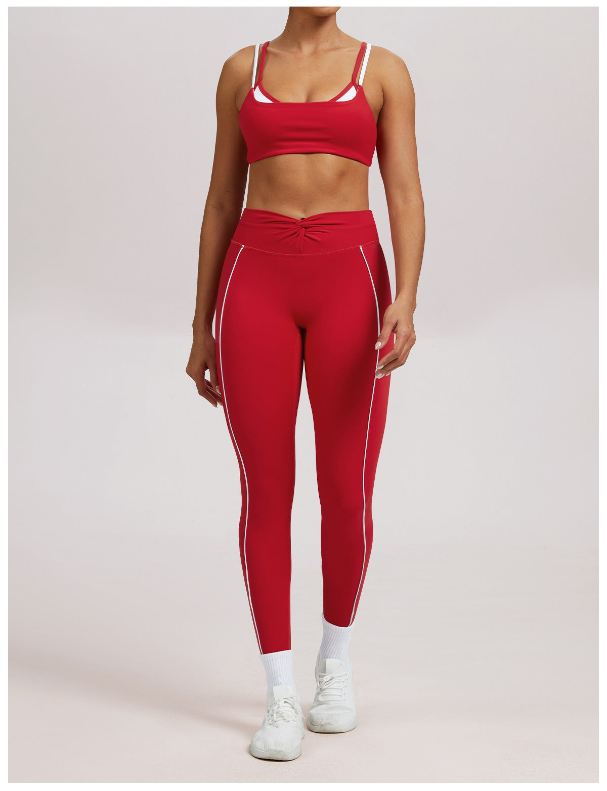 Giselle | High-Waist Contrast Piping Full-Length Leggings