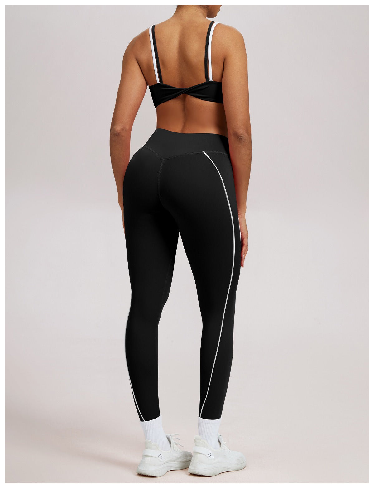 Giselle | High-Waist Contrast Piping Full-Length Leggings