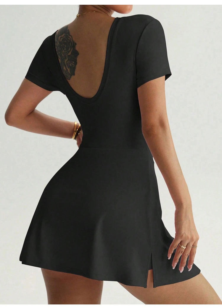 Hadley | Short Sleeve Sculpting Wrap Athletic Dress