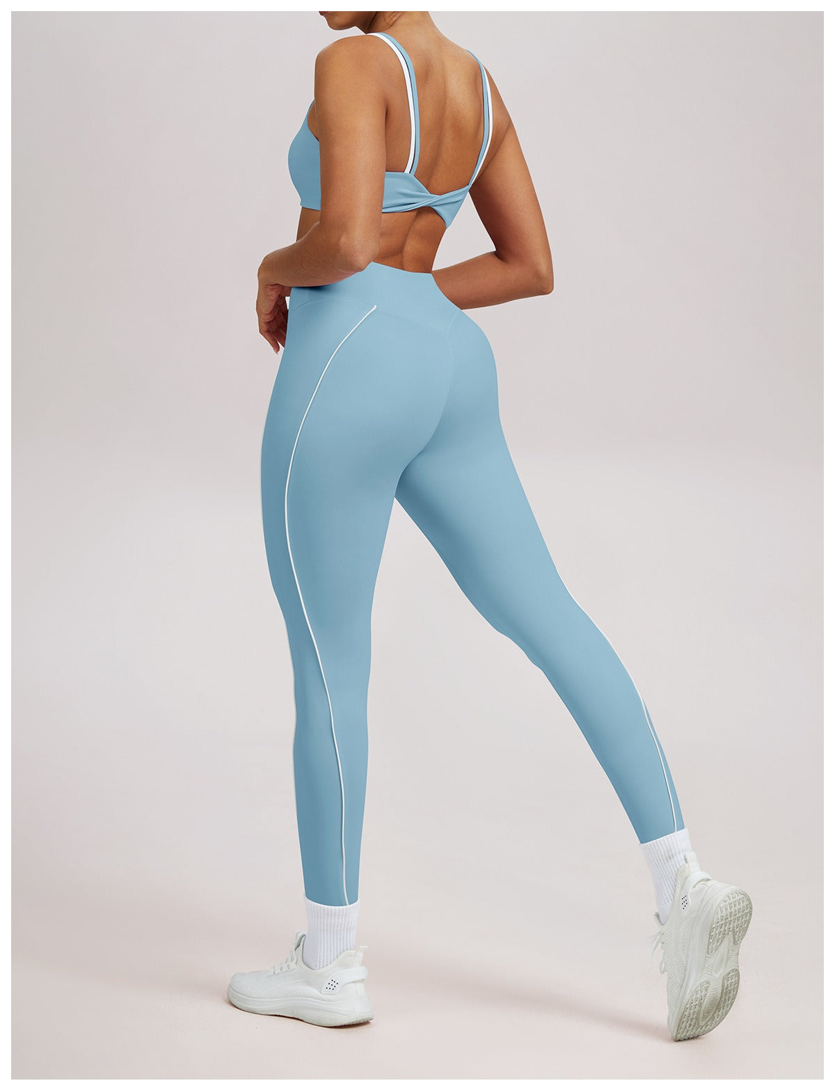 Giselle | High-Waist Contrast Piping Full-Length Leggings