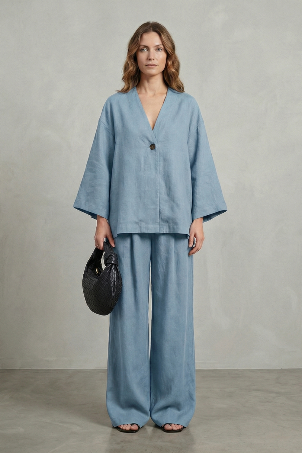 Morvella | Relaxed Wrap Long Sleeve Two Piece Set