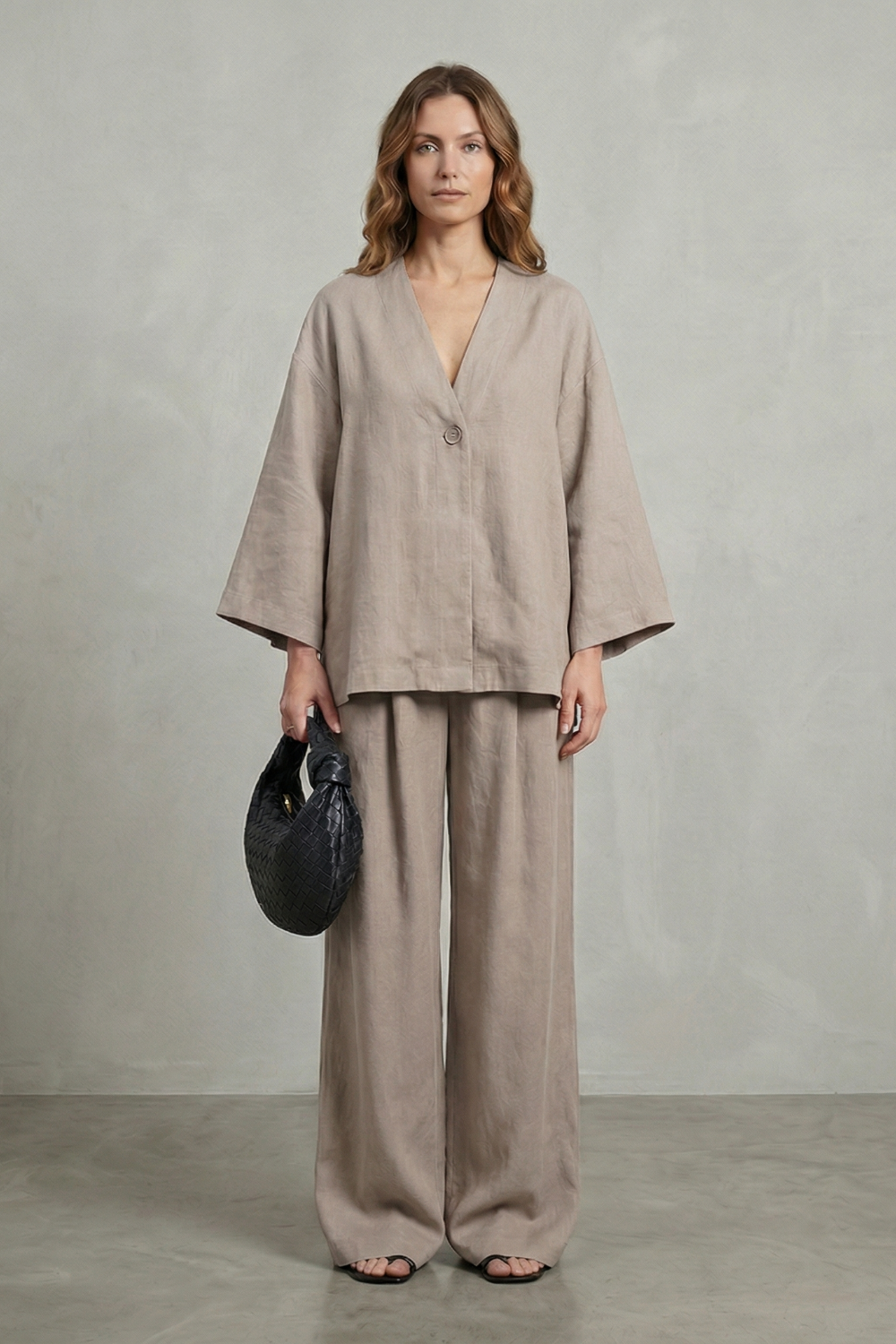 Morvella | Relaxed Wrap Long Sleeve Two Piece Set