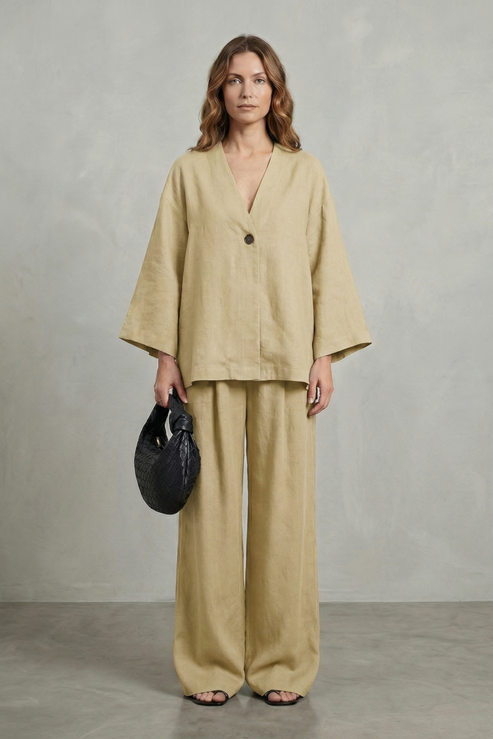 Morvella | Relaxed Wrap Long Sleeve Two Piece Set