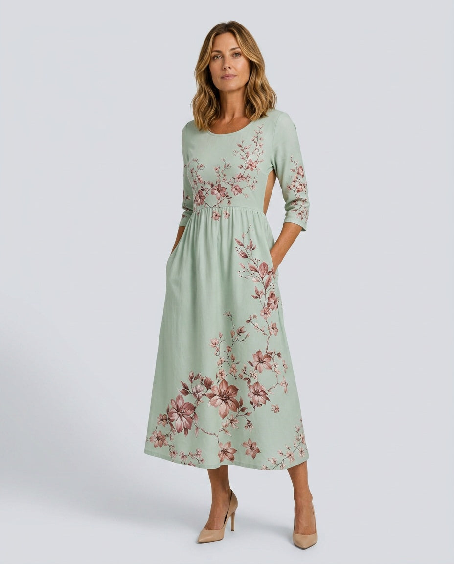 Florencia | Floral Print Pocket Midi Dress