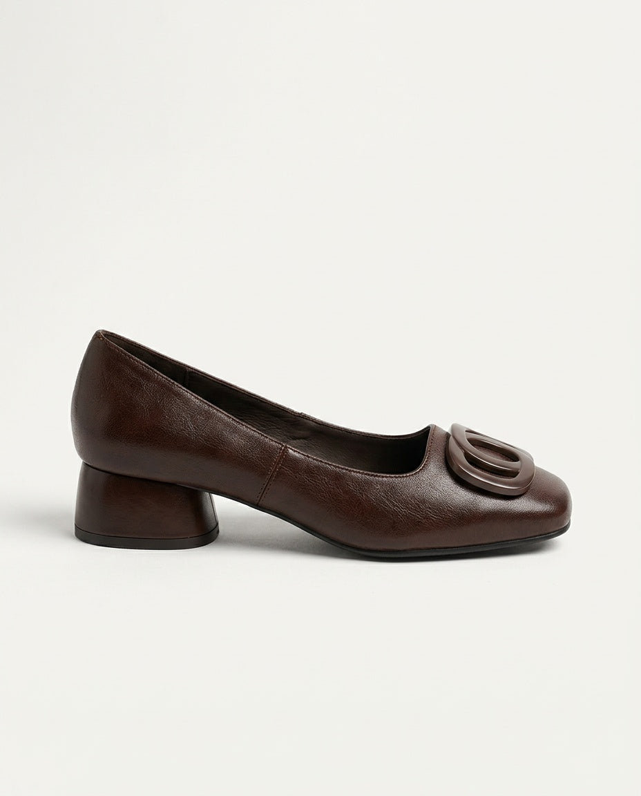 Edda | Square-Toe Leather Ballet Flats