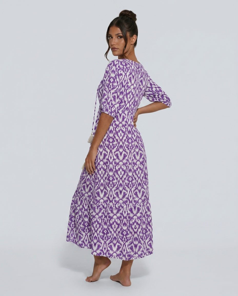 Celeste | Flowy V-Neck Boho Maxi Dress