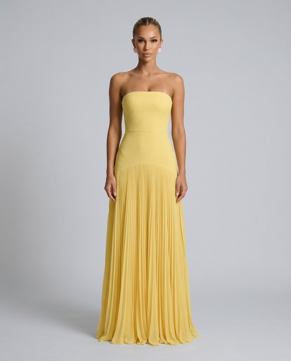 Nadia | Off-Shoulder Pleated Maxi Dress