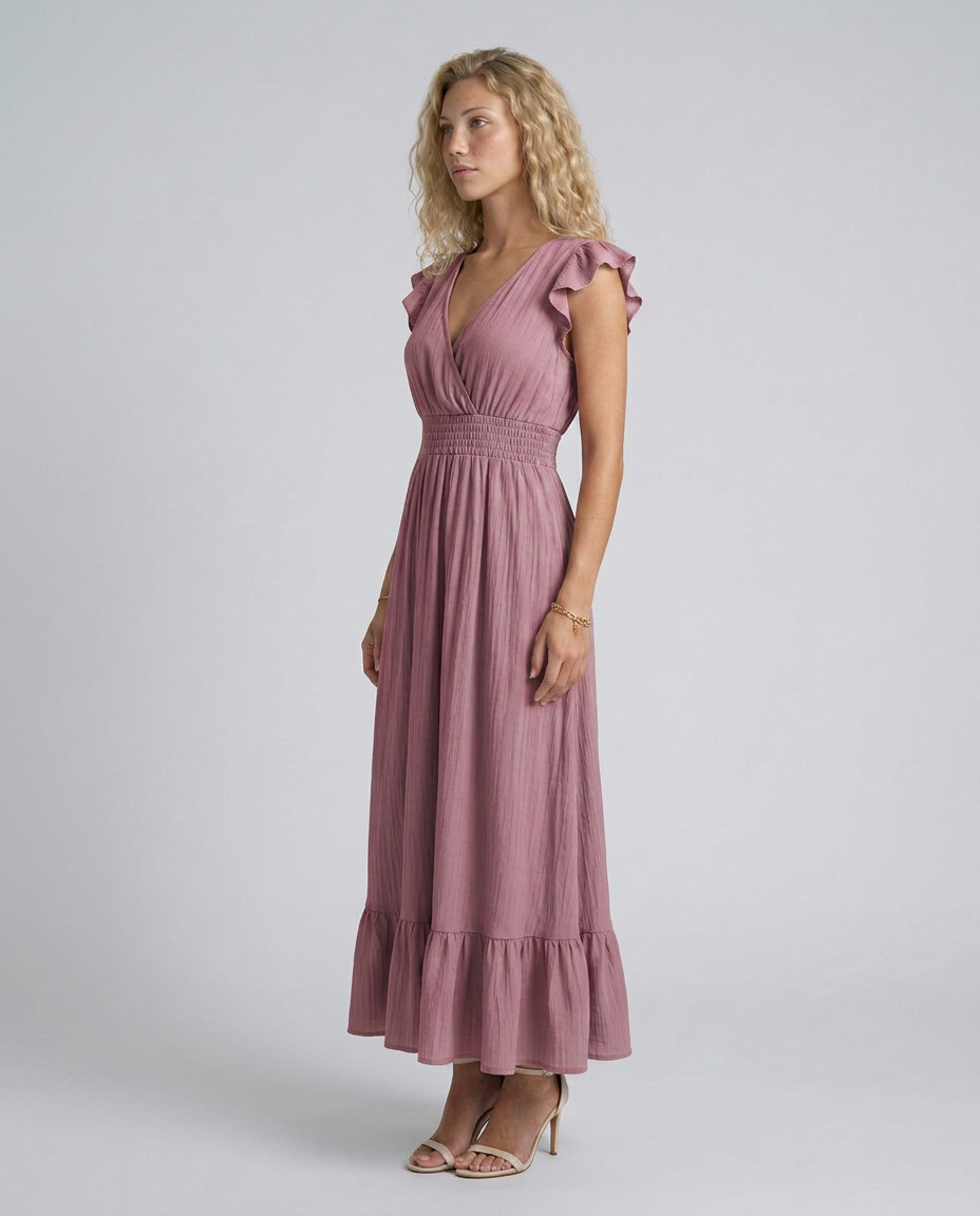 Florentine | Pleated Flutter Sleeve Maxi Dress