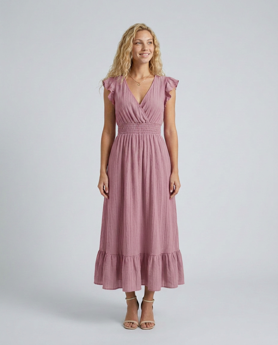 Florentine | Pleated Flutter Sleeve Maxi Dress