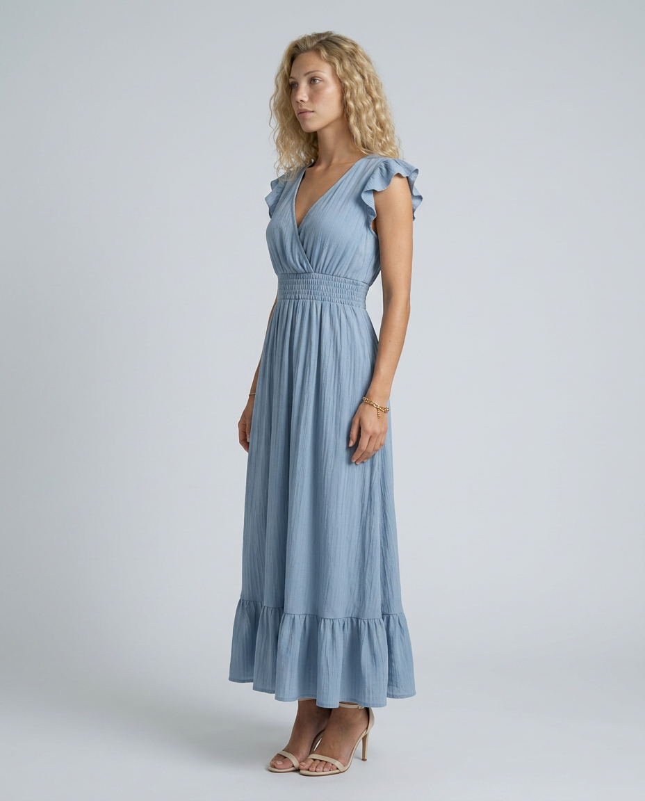 Florentine | Pleated Flutter Sleeve Maxi Dress