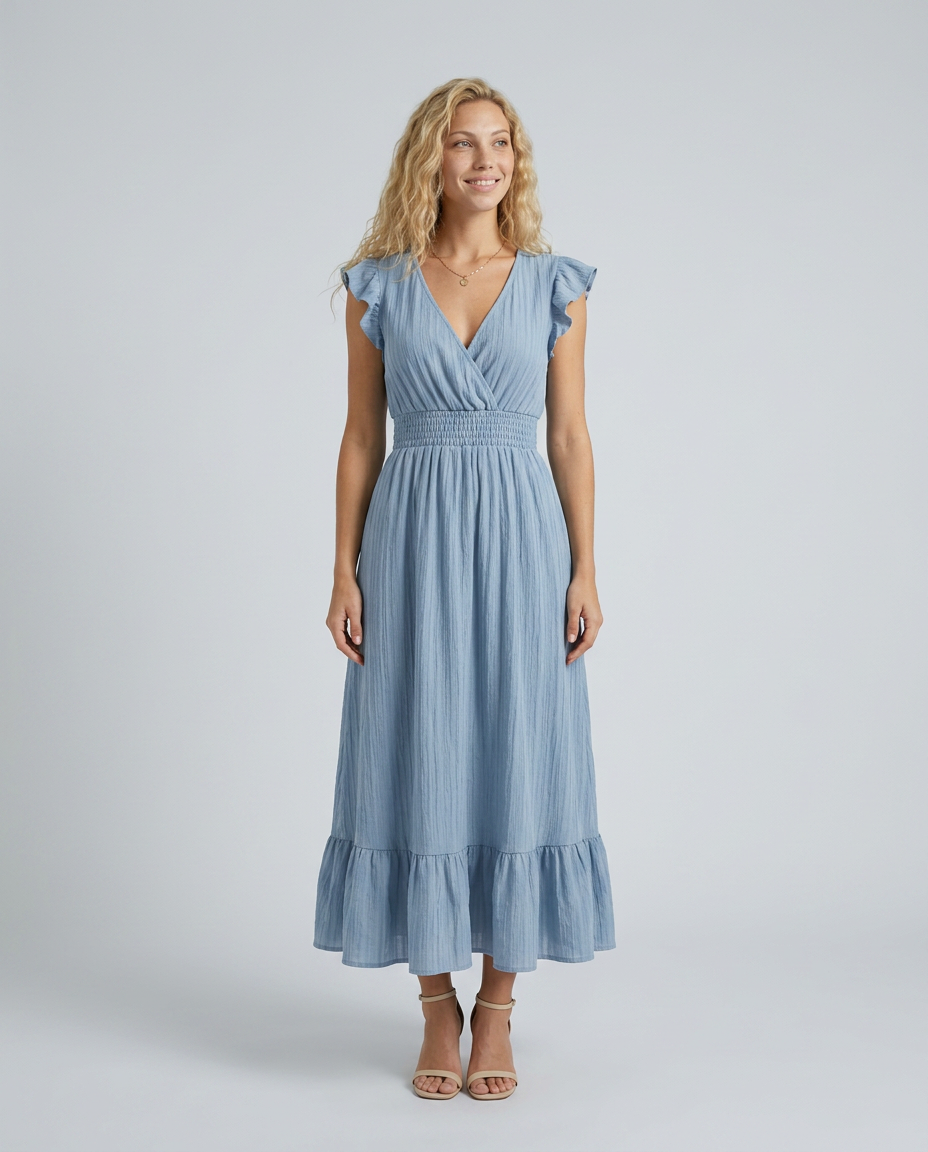 Florentine | Pleated Flutter Sleeve Maxi Dress