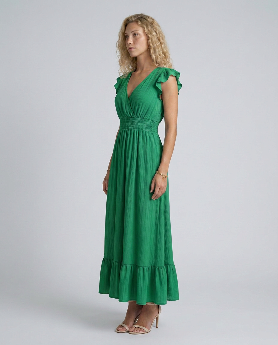 Florentine | Pleated Flutter Sleeve Maxi Dress