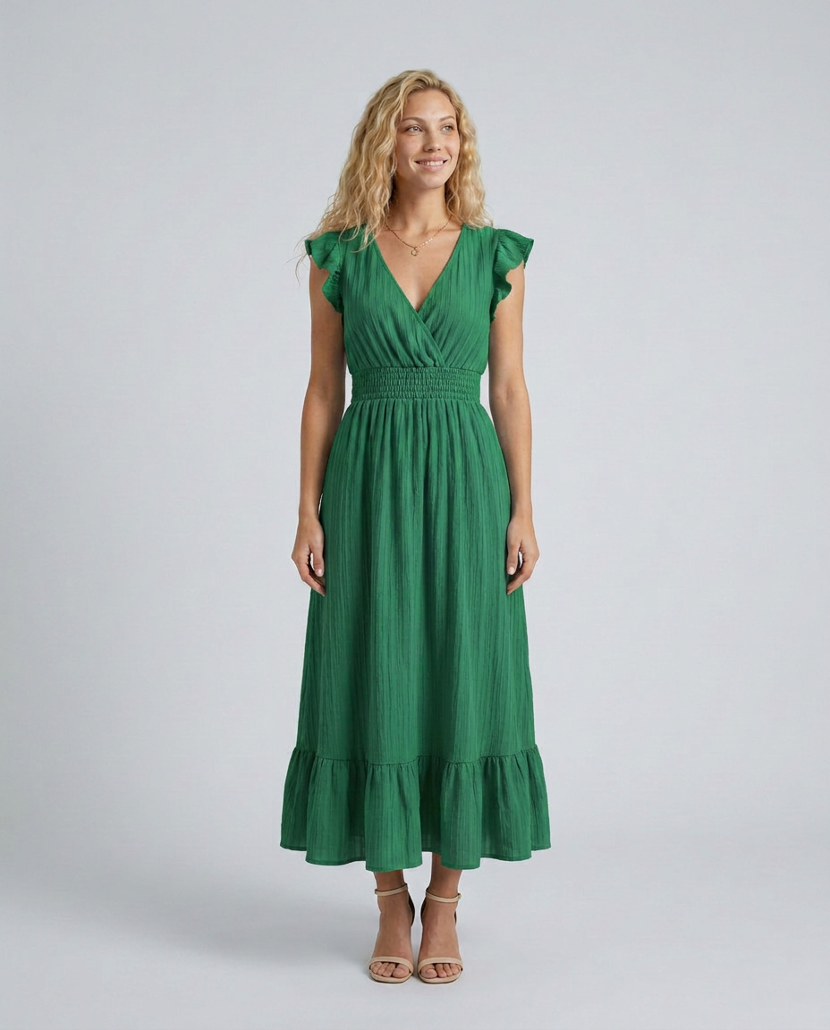 Florentine | Pleated Flutter Sleeve Maxi Dress