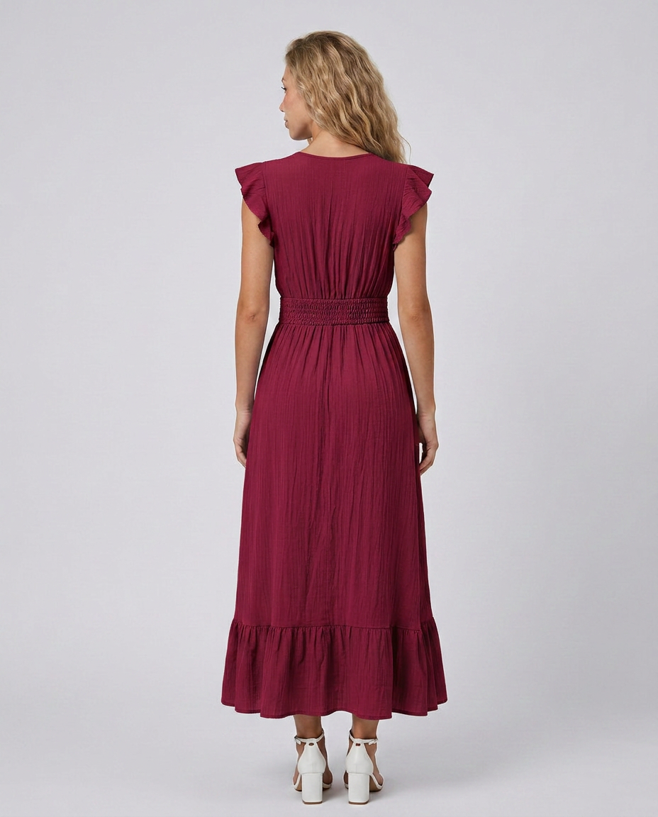 Florentine | Pleated Flutter Sleeve Maxi Dress