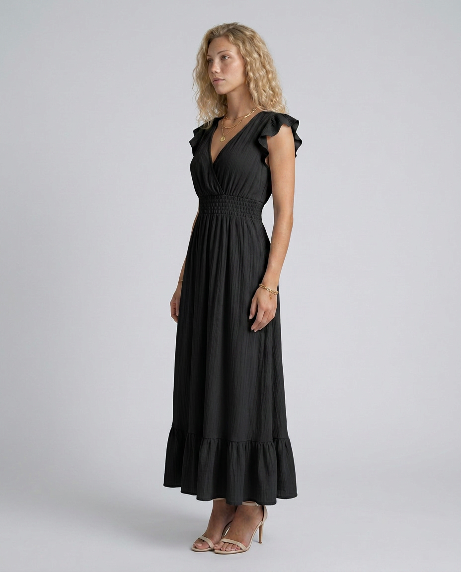 Florentine | Pleated Flutter Sleeve Maxi Dress