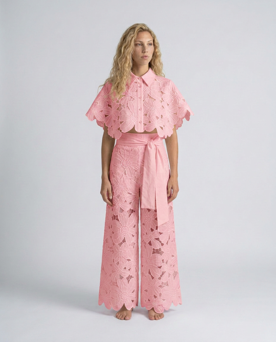 Bellarisse | Embroidered Lace Top & Skirt Set