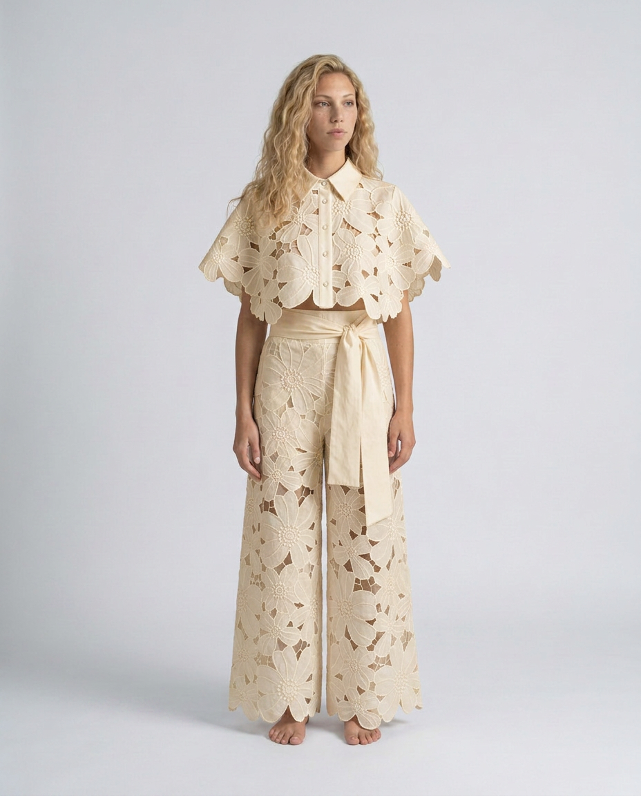 Bellarisse | Embroidered Lace Top & Skirt Set
