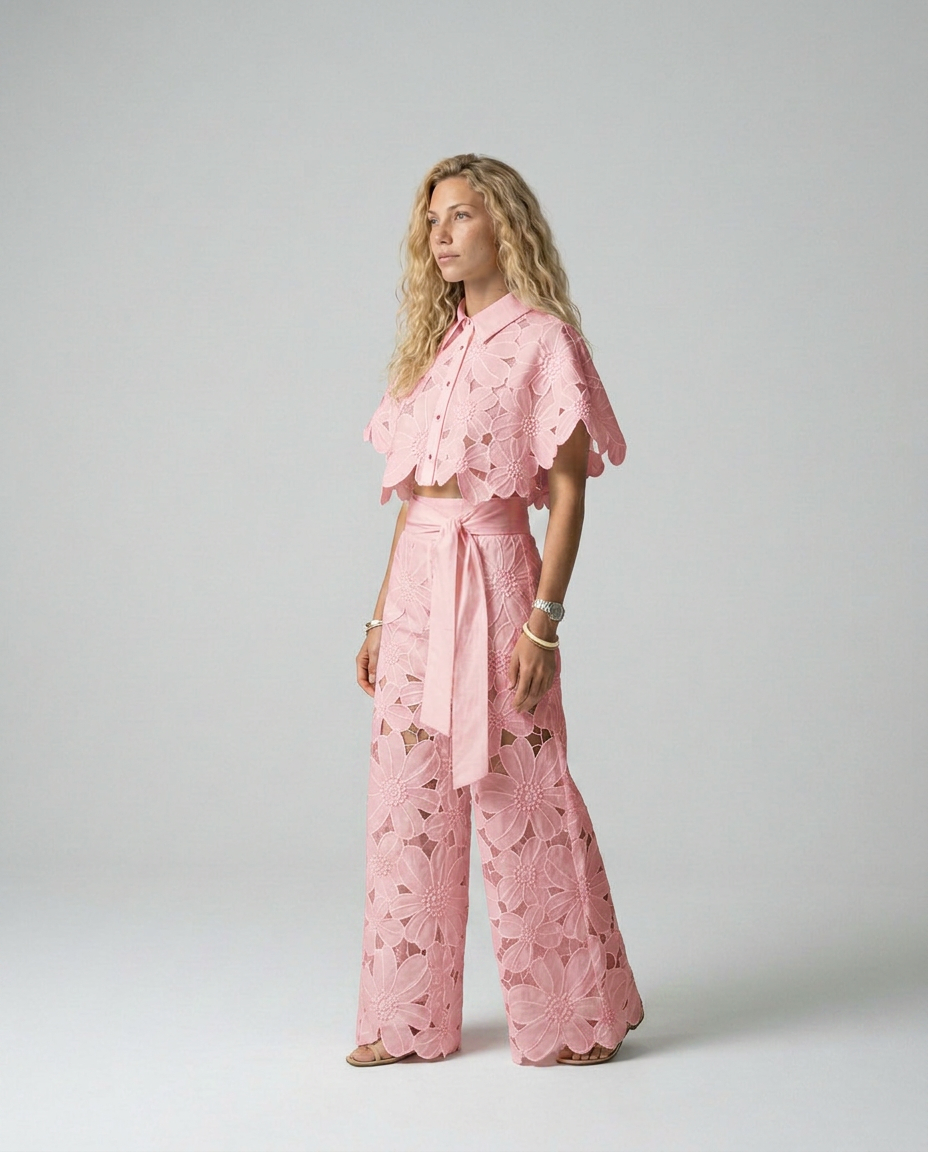 Bellarisse | Embroidered Lace Top & Skirt Set