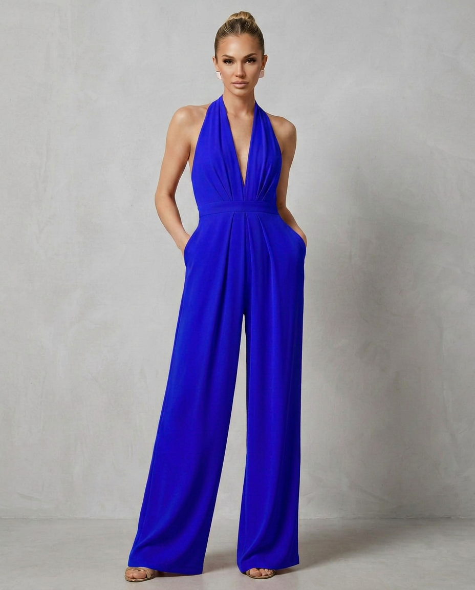 Liv | Backless Halter Wide-Leg Jumpsuit