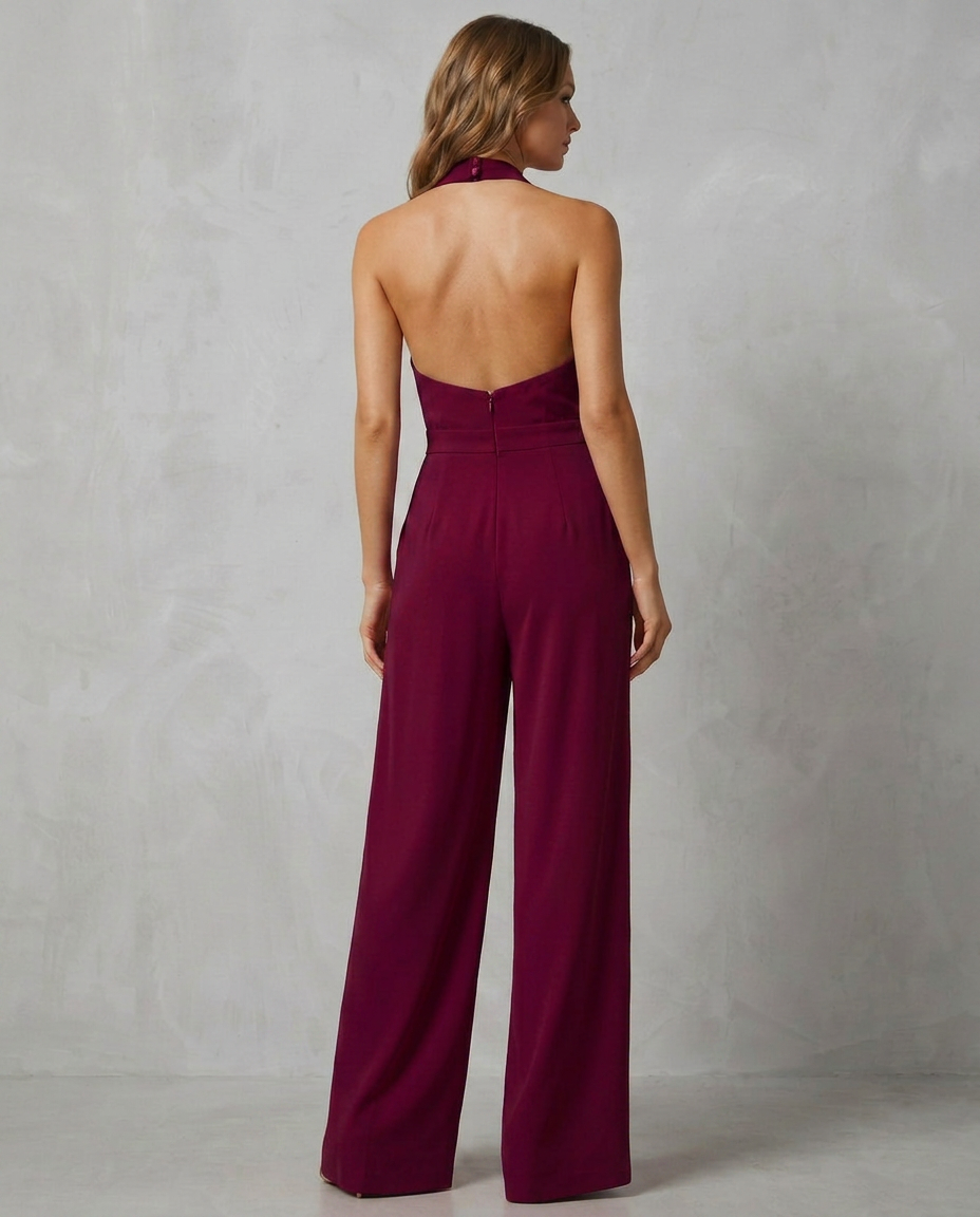 Liv | Backless Halter Wide-Leg Jumpsuit