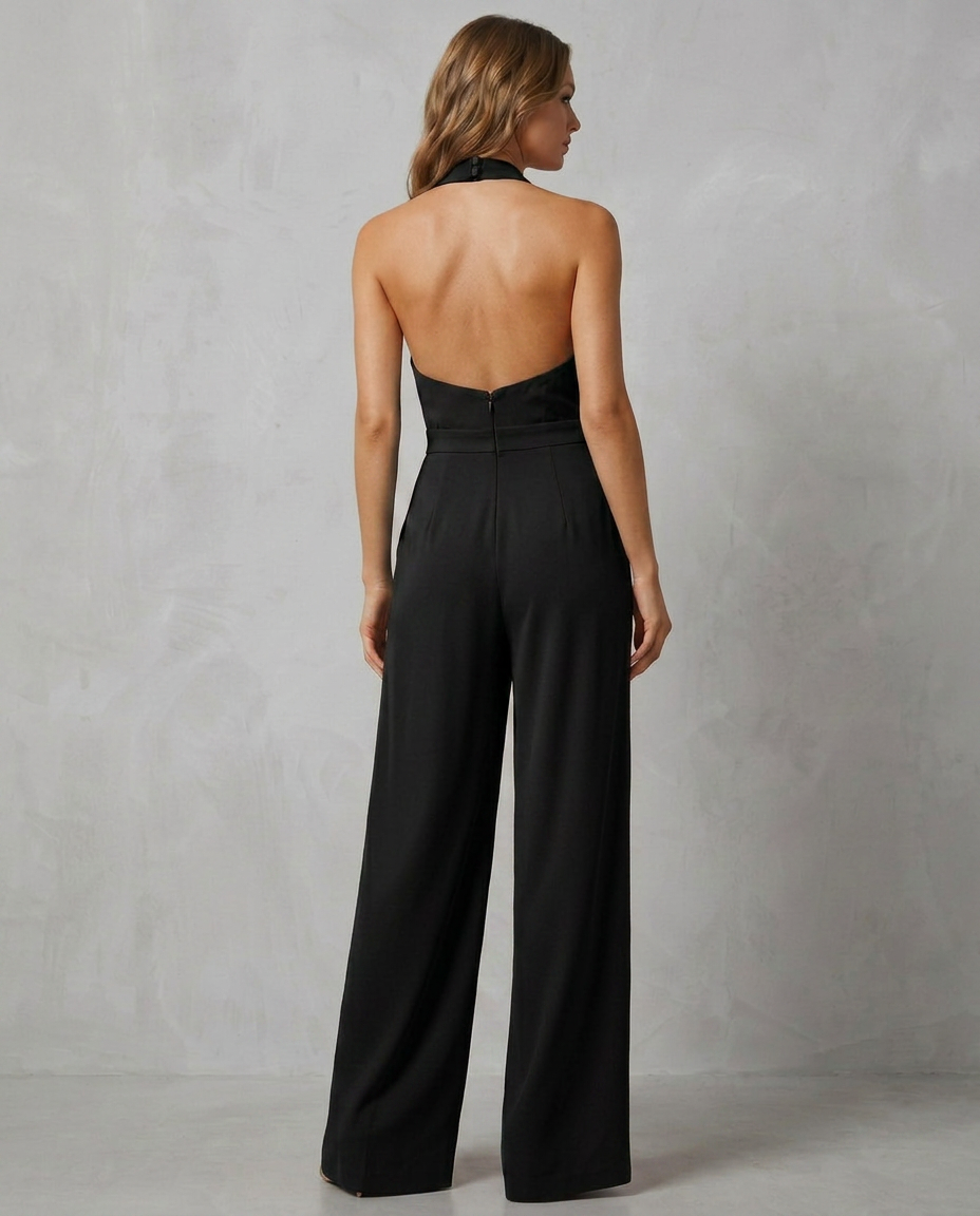 Liv | Backless Halter Wide-Leg Jumpsuit